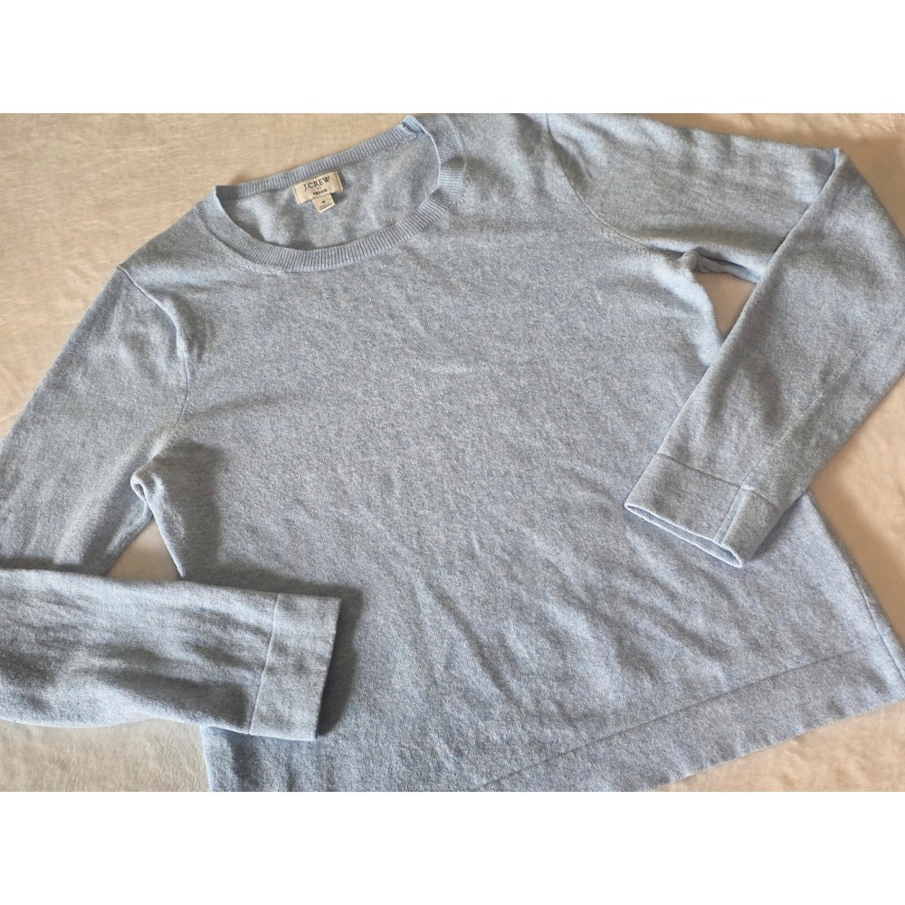 J.Crew Teddie Sweater Light Blue Cotton Merino Wool Blend Crewneck Womens Small